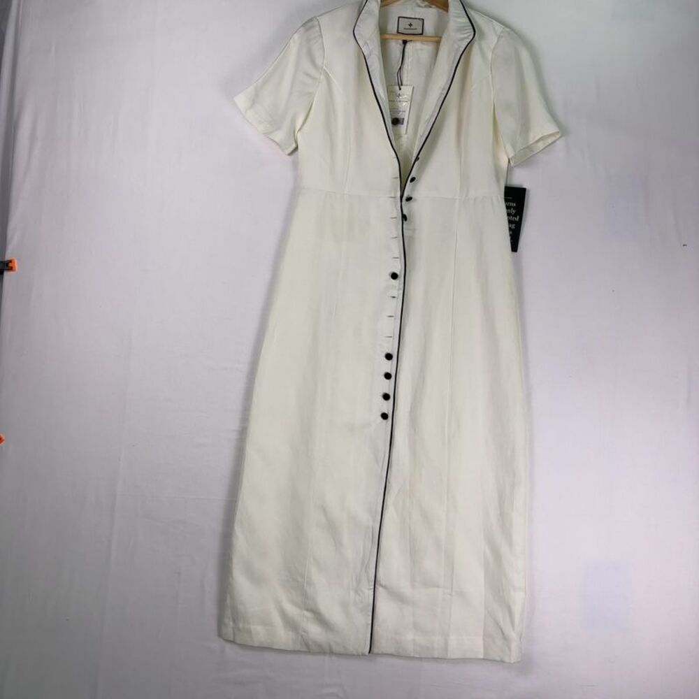 Tuckernuck White Midi Dress with Black Accents